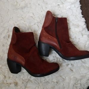 Fly London Burnt Red/Orange Heeled Suede Boots